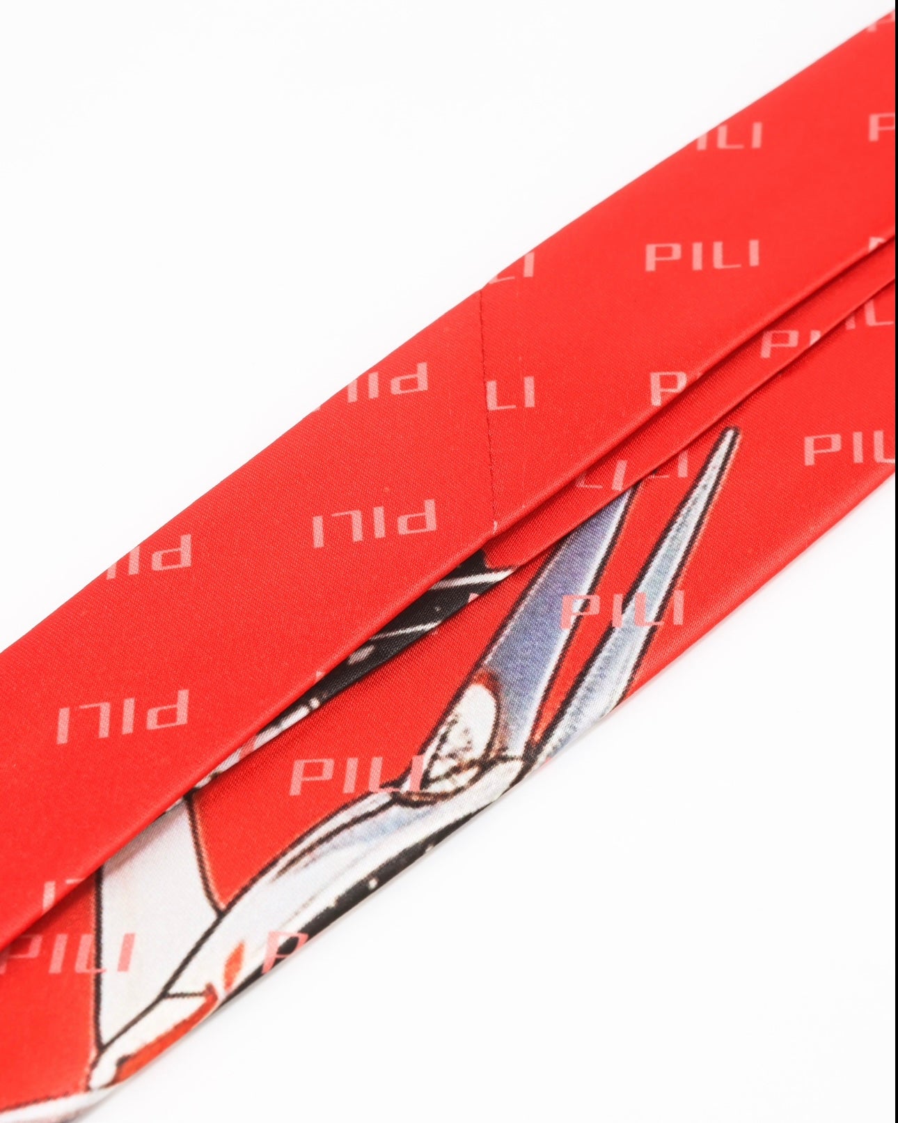 PILI Knight Print Silk Tie Red