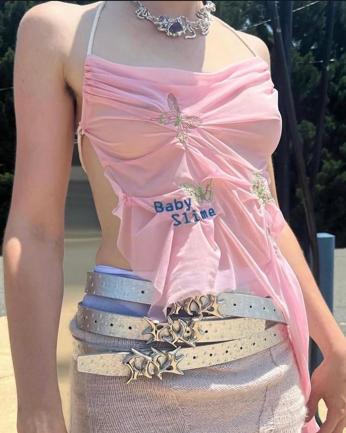 PILI Ostrich Print Belt