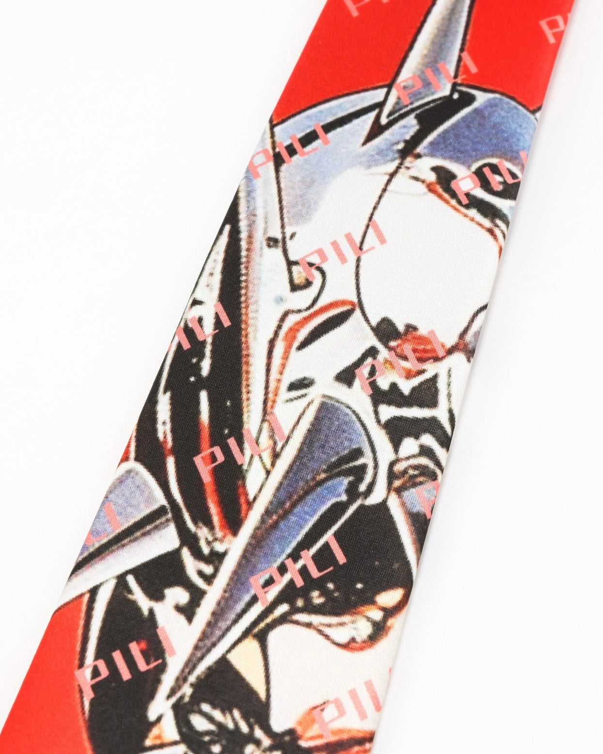 PILI Knight Print Silk Tie Red